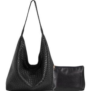 Woven Shoulder Bag. Black.